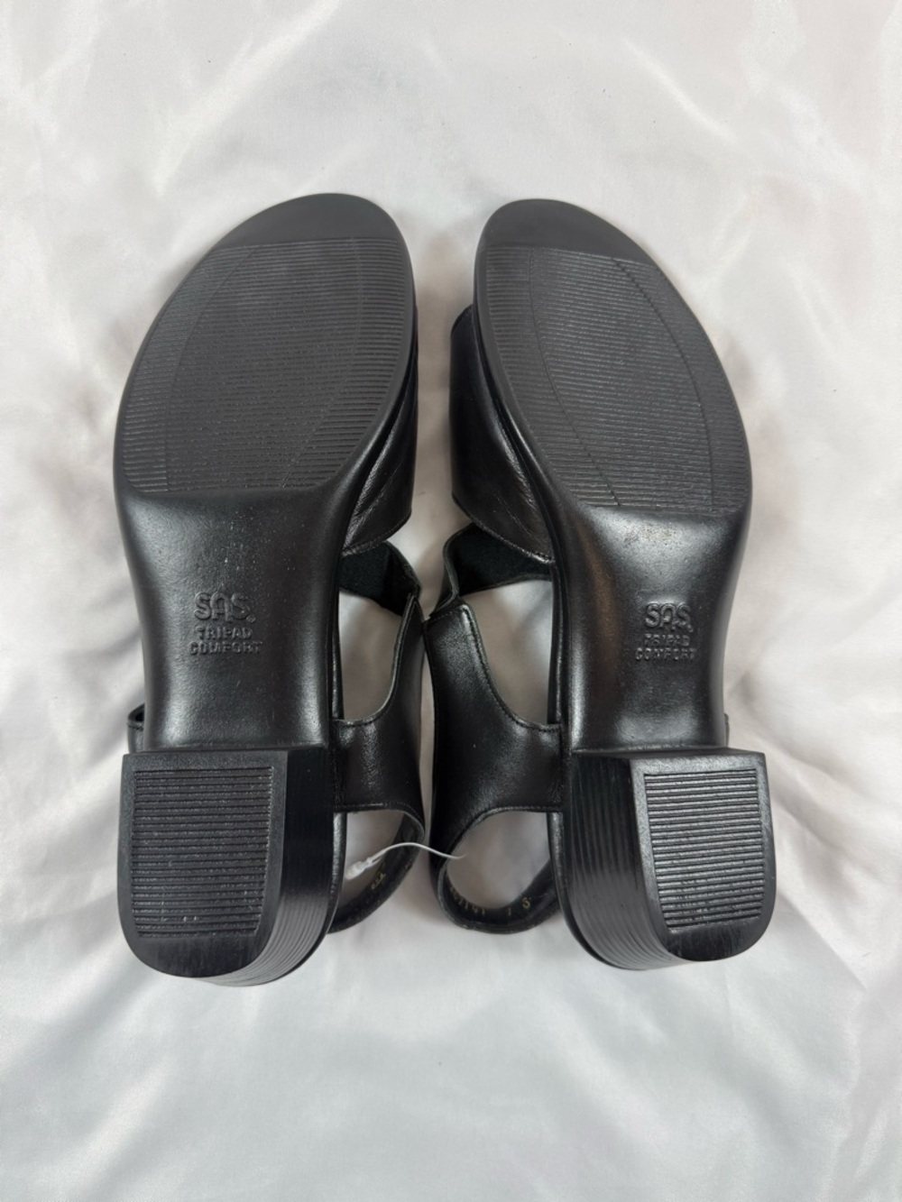SAS Black Leather Comfort Sandals Slingback Adjustable Women Size 9 - Picture 7 of 11